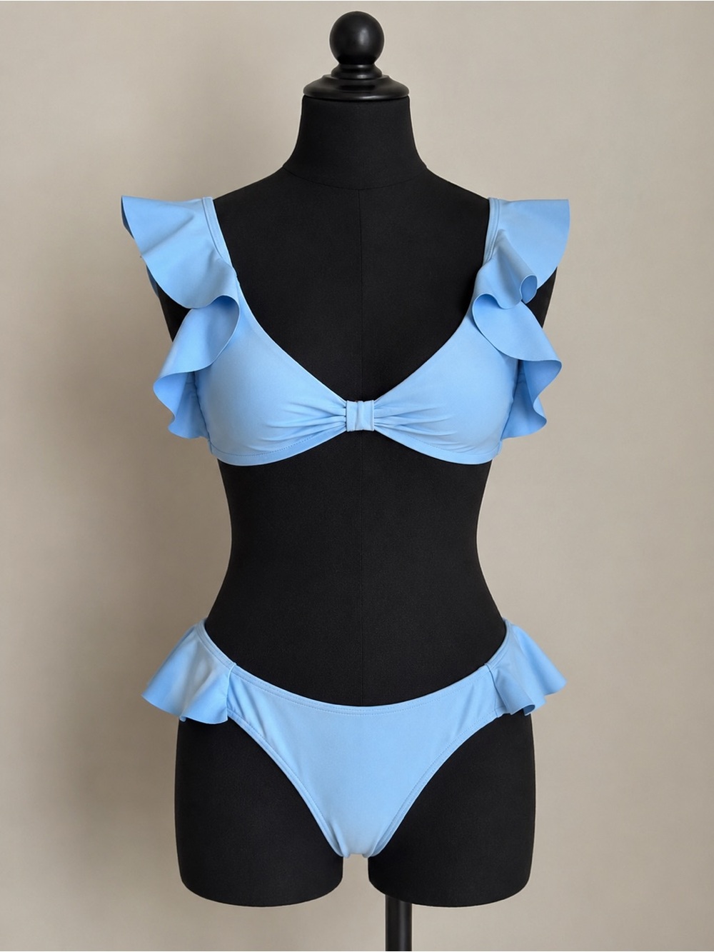 Agua Bendita Blue Ruffle Bikini Set Size M Colombian Designer Swimwear